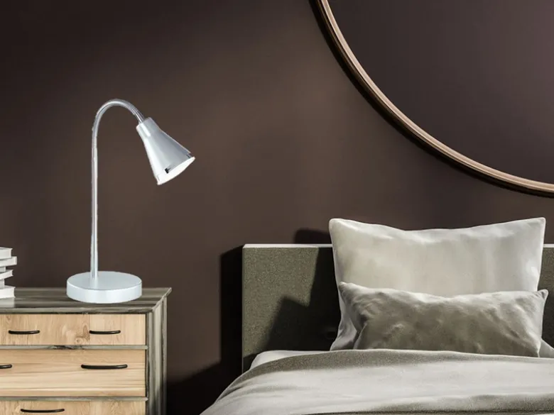 Moderne flexible LED Schreibtischleuchten 2er SET 1 flammig Kunststoff in silber