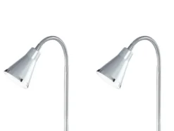 Moderne flexible LED Schreibtischleuchten 2er SET 1 flammig Kunststoff in silber