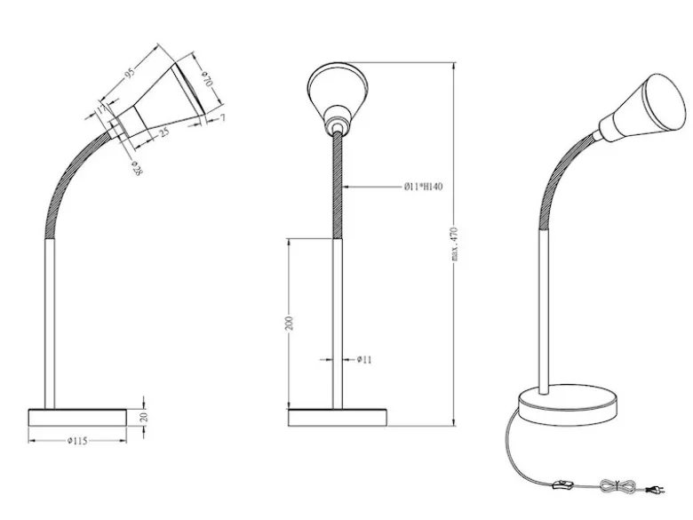 Moderne flexible LED Schreibtischleuchten 2er SET 1 flammig Kunststoff in silber