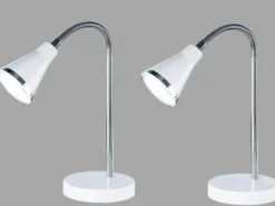 Moderne flexible LED Schreibtischleuchten 2er SET 1 flammige Kunststoff in Weiß