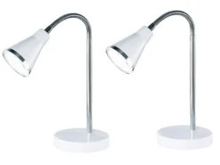 Moderne flexible LED Schreibtischleuchten 2er SET 1 flammige Kunststoff in Weiß