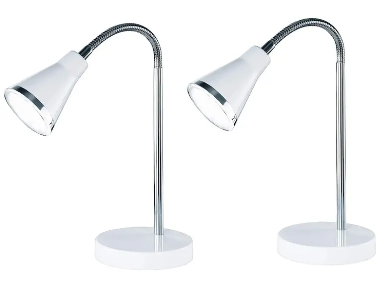 Moderne flexible LED Schreibtischleuchten 2er SET 1 flammige Kunststoff in Weiß