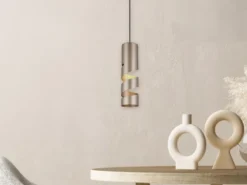 Moderne kleine LED Pendelleuchte 1-flammig aus Metall in Coffee, Ø 12cm