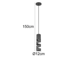 Moderne kleine Pendelleuchte STREAM 1-flammig aus Metall in Schwarz, Ø 12cm