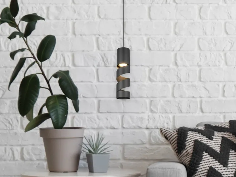 Moderne kleine Pendelleuchte STREAM 1-flammig aus Metall in Schwarz, Ø 12cm