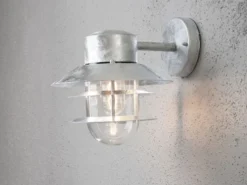 Moderne LED Außen Wandlaterne hängend, Stahl Silber, Höhe 24cm