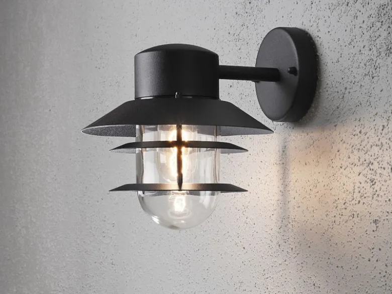 Moderne LED Außen Wandlaterne hängend, Aluminium Schwarz, Höhe 24cm