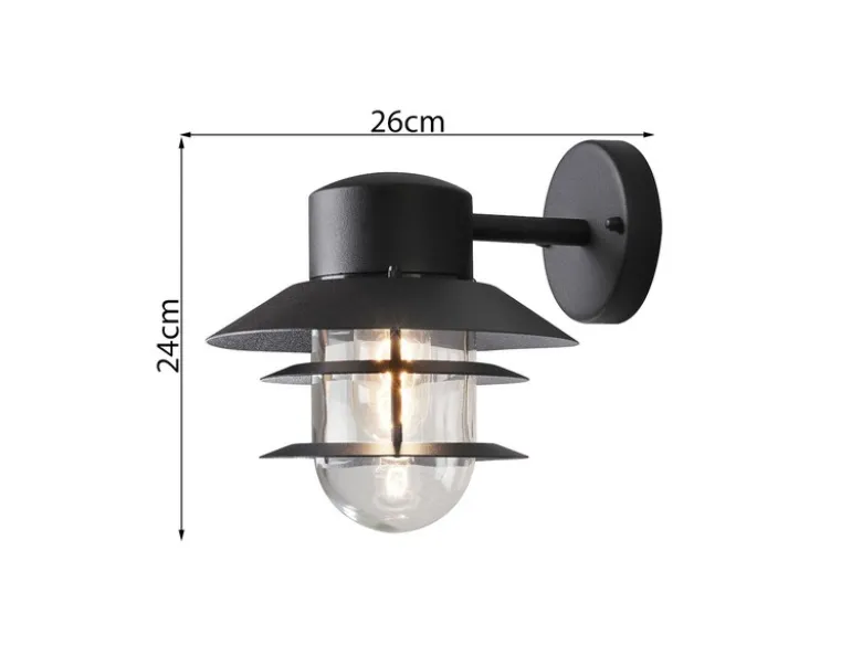 Moderne LED Außen Wandlaterne hängend, Aluminium Schwarz, Höhe 24cm