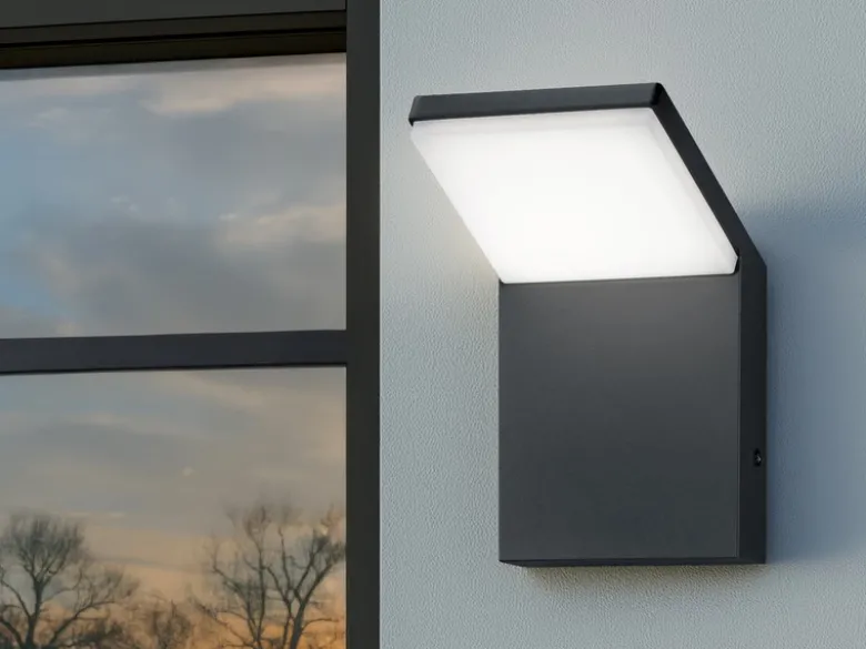 Moderne LED Außenwandleuchte PEARL Aluminium Anthrazit, Höhe 16cm