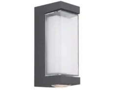 Moderne LED Außenwandleuchte PLIXON aus Aluminium Anthrazit, Höhe 19cm