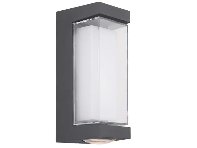 Moderne LED Außenwandleuchte PLIXON aus Aluminium Anthrazit, Höhe 19cm