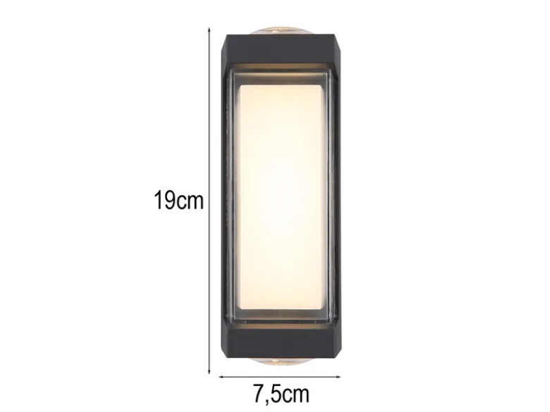 Moderne LED Außenwandleuchte PLIXON aus Aluminium Anthrazit, Höhe 19cm