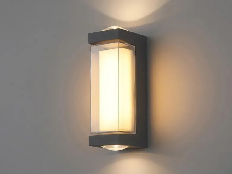 Moderne LED Außenwandleuchte PLIXON aus Aluminium Anthrazit, Höhe 19cm