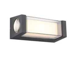 Moderne LED Außenwandleuchte PLIXON aus Aluminium Anthrazit, Höhe 19cm