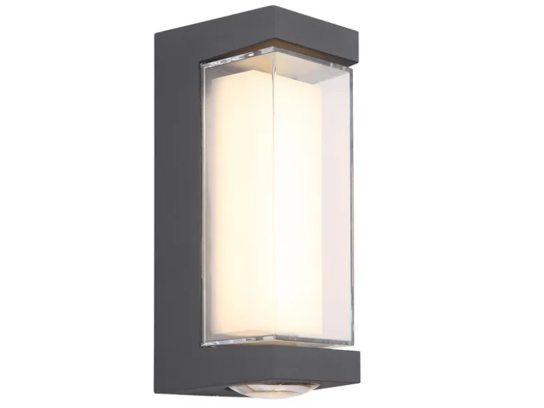 Moderne LED Außenwandleuchte PLIXON aus Aluminium Anthrazit, Höhe 19cm