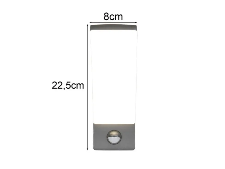 Moderne LED Außenwandleuchte BEJA mit Bewegungsmelder in Anthrazit, Höhe 22,5cm