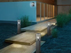Moderne LED Außenwandleuchte in Anthrazit mit Glas, Höhe 26cm