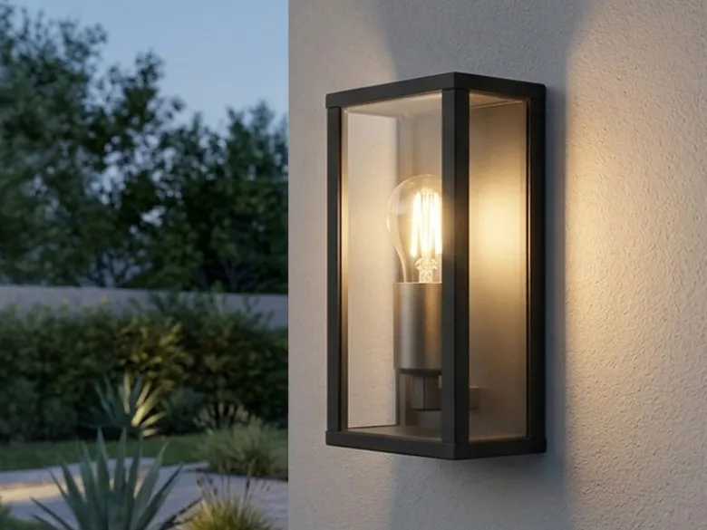 Moderne LED Außenwandleuchte in Anthrazit mit Glas, Höhe 26cm