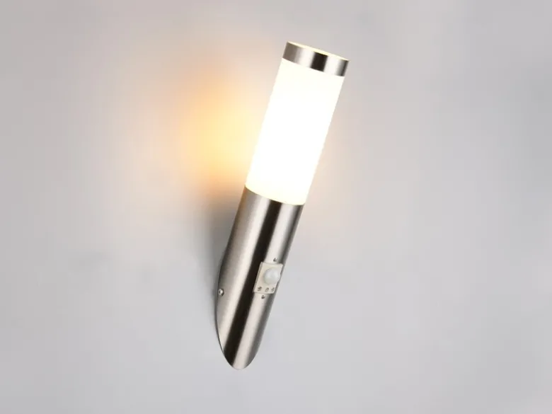 Moderne LED Außenwandleuchte mit Bewegungsmelder Silber, Höhe 39cm