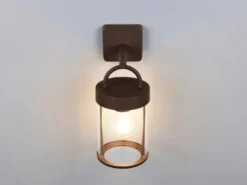 Moderne LED Außenwandleuchte Laterne in Rostoptik, Höhe 29cm