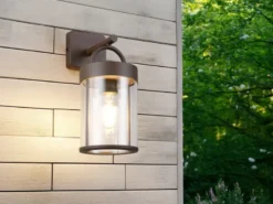 Moderne LED Außenwandleuchte Laterne in Rostoptik, Höhe 29cm