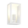 Moderne LED Außenwandleuchte in Weiß mit Glas, Höhe 26cm