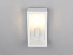 Moderne LED Außenwandleuchte in Weiß mit Glas, Höhe 26cm