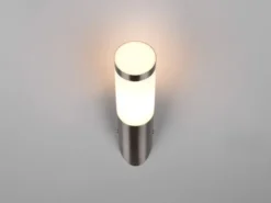 Moderne LED Außenwandleuchte aus Edelstahl in Silber, Höhe 39cm