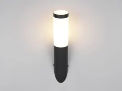 Moderne LED Außenwandleuchte aus Edelstahl in Schwarz, Höhe 39cm