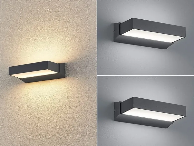 Moderne LED Außenwandleuchte Anthrazit IP65 - 2er SET für Fassadenbeleuchtung