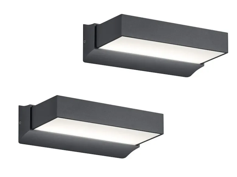Moderne LED Außenwandleuchte Anthrazit IP65 - 2er SET für Fassadenbeleuchtung