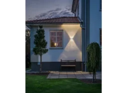 Moderne LED Außenwandleuchte CHIERI aus ALU in weiß Up and Down Light 18,5x9,5cm