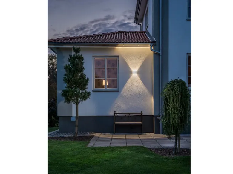 Moderne LED Außenwandleuchte CHIERI aus ALU in weiß Up and Down Light 18,5x9,5cm
