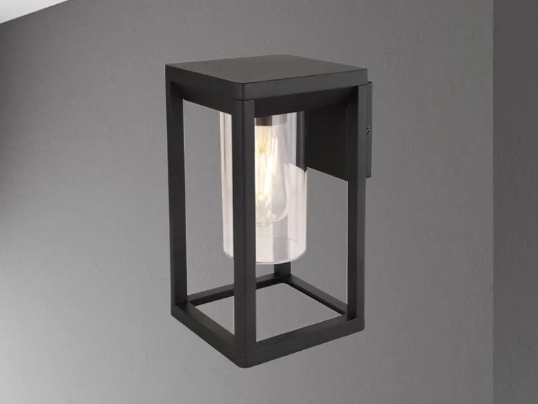 Moderne LED Außenwandleuchte Laterne aus Aluminium in Schwarz, Höhe 27cm