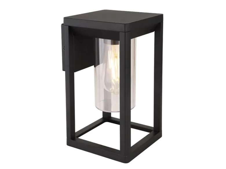 Moderne LED Außenwandleuchte Laterne aus Aluminium in Schwarz, Höhe 27cm