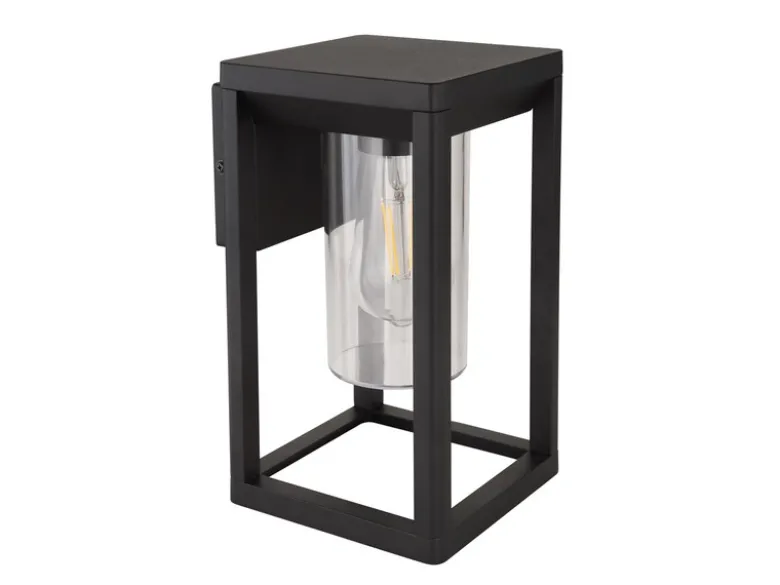 Moderne LED Außenwandleuchte Laterne aus Aluminium in Schwarz, Höhe 27cm