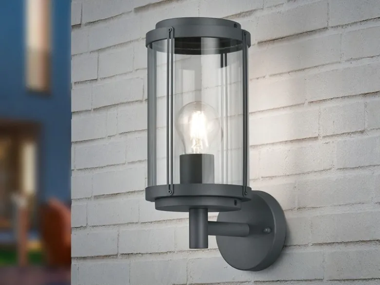 Moderne LED Außenwandleuchte Laterne in Anthrazit - Fassadenbeleuchtung