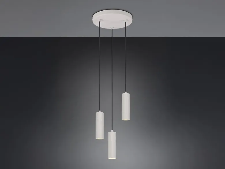 Moderne LED Cluster Pendelleuchte 3-flammig Hellgrau Ø 28cm