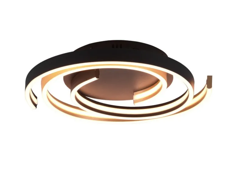Moderne LED Deckenleuchte CAYA dimmbar über Schalter, hell Schwarz Gold Ø 50cm