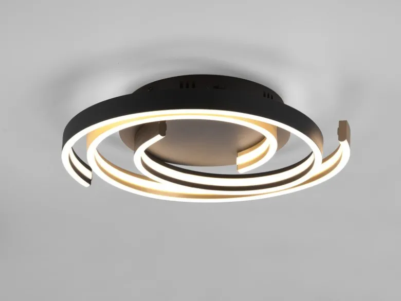 Moderne LED Deckenleuchte CAYA dimmbar über Schalter, hell Schwarz Gold Ø 50cm