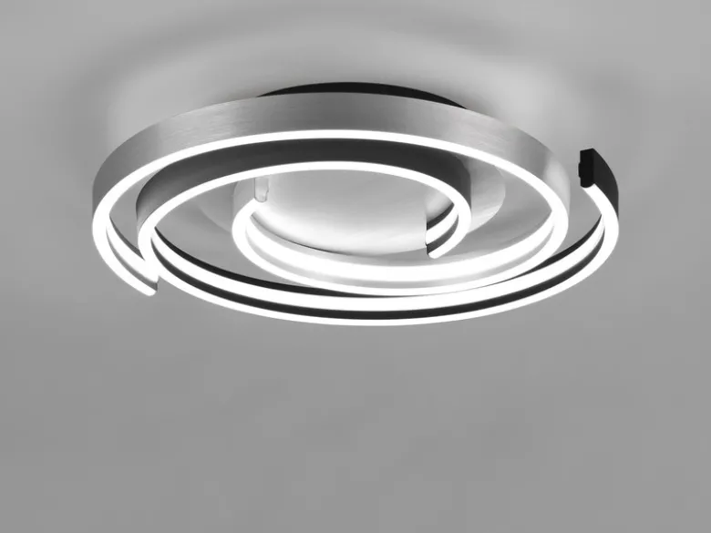 Moderne LED Deckenleuchte CAYA dimmbar über Schalter, hell Schwarz Silber Ø 50cm
