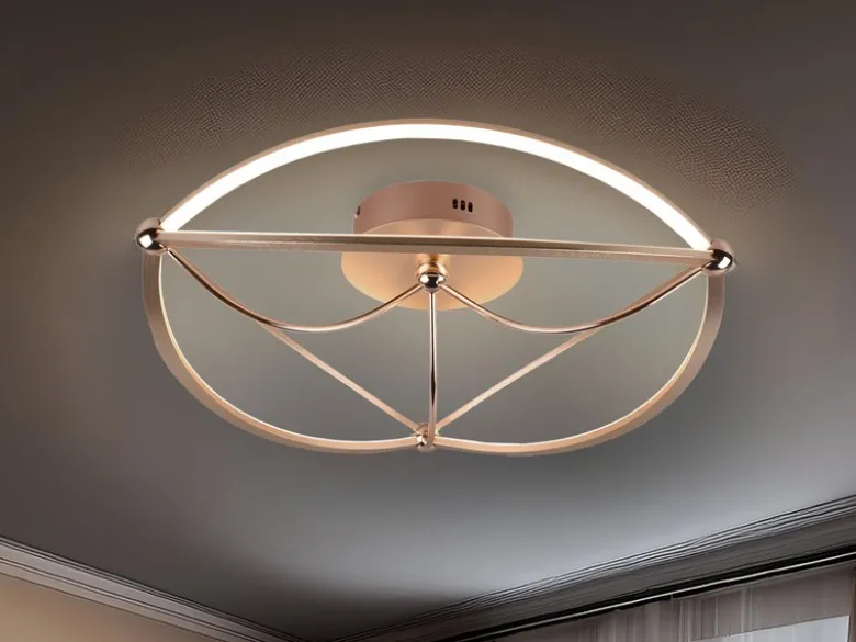 Moderne LED Deckenleuchte CHARIVARI hell & dimmbar über Schalter, Messing Ø 62cm