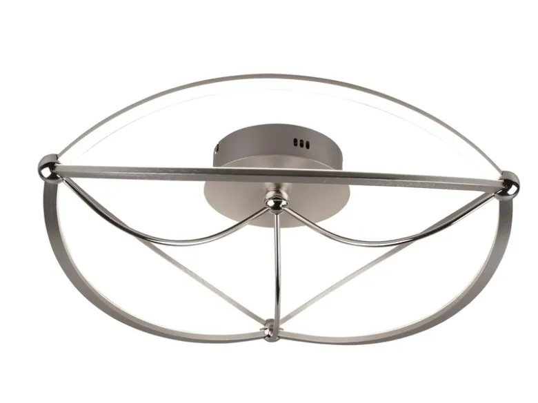 Moderne LED Deckenleuchte CHARIVARI hell & dimmbar über Schalter, Silber Ø 62cm