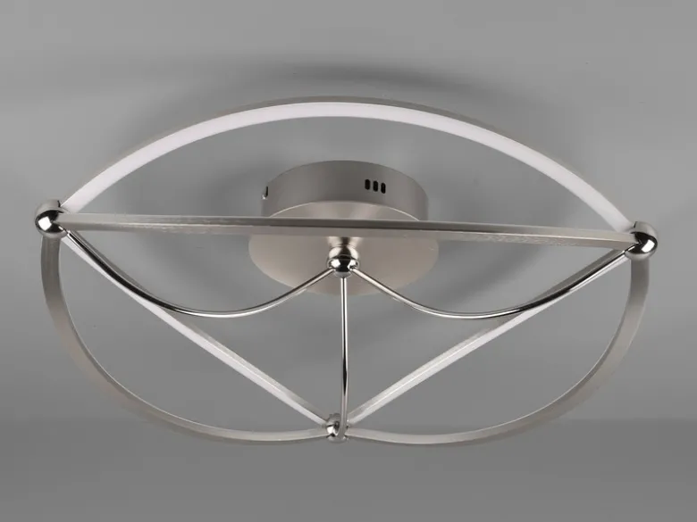 Moderne LED Deckenleuchte CHARIVARI hell & dimmbar über Schalter, Silber Ø 62cm