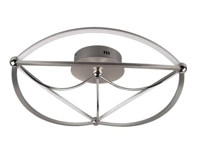Moderne LED Deckenleuchte CHARIVARI hell & dimmbar über Schalter, Silber Ø 62cm