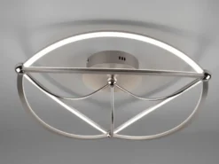 Moderne LED Deckenleuchte CHARIVARI hell & dimmbar über Schalter, Silber Ø 62cm