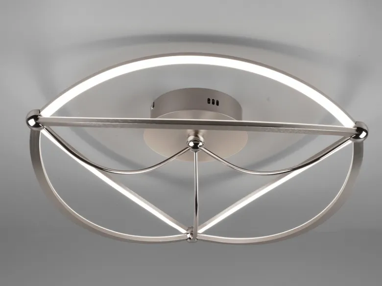 Moderne LED Deckenleuchte CHARIVARI hell & dimmbar über Schalter, Silber Ø 62cm