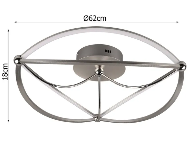 Moderne LED Deckenleuchte CHARIVARI hell & dimmbar über Schalter, Silber Ø 62cm