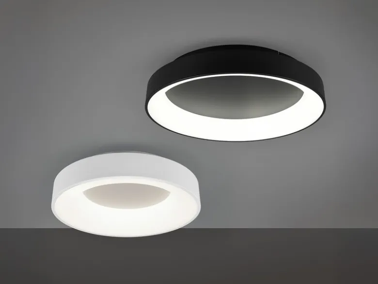 Moderne LED Deckenleuchte GIRONA Schwarz dimmbar über Lichtschalter, Ø 45cm