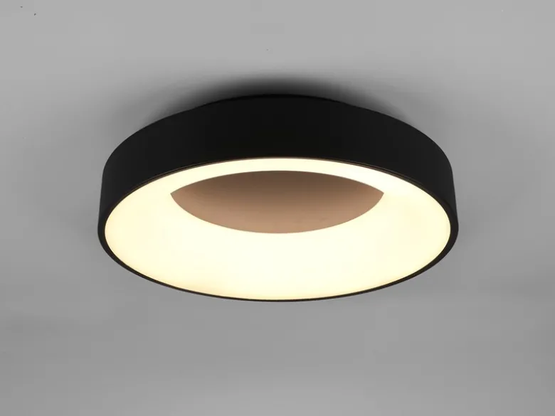 Moderne LED Deckenleuchte GIRONA Schwarz dimmbar über Lichtschalter, Ø 45cm